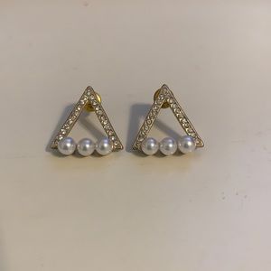 Triangle Pearl Earrings